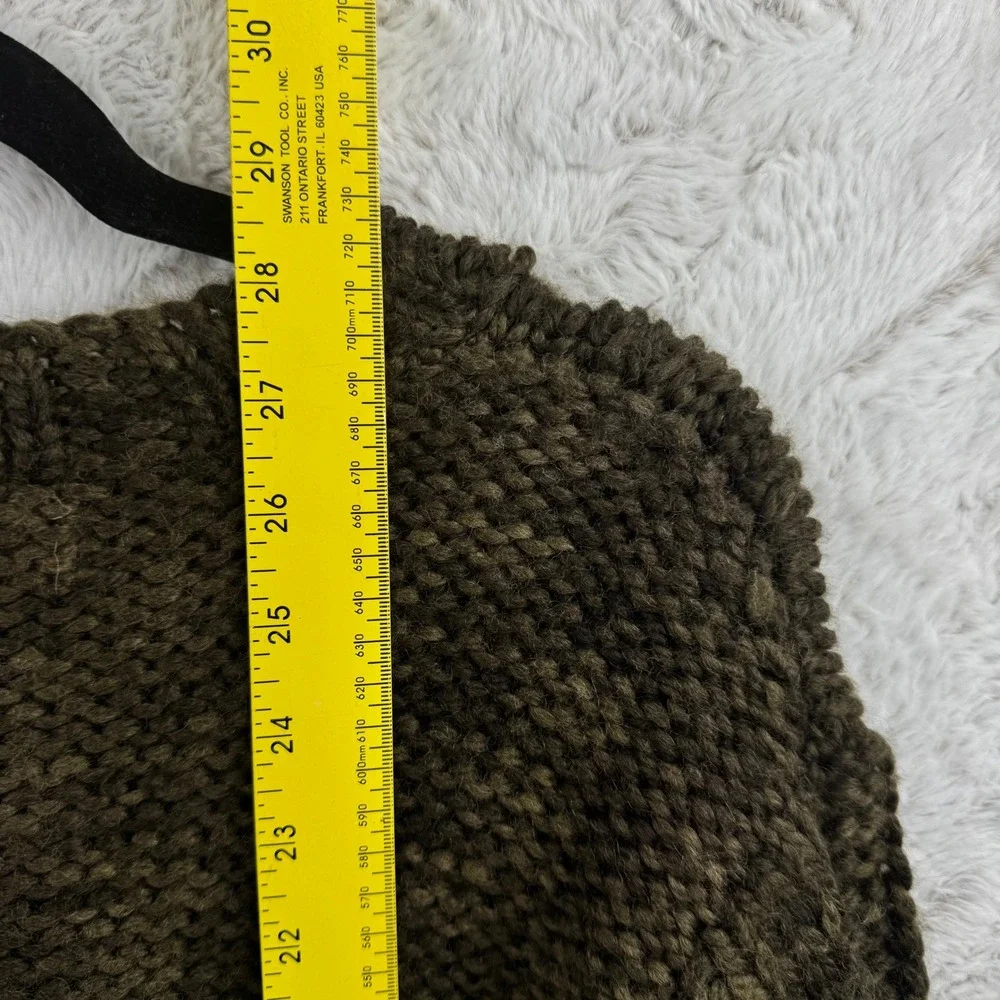 Banana Republic Wool Sweater Men XL Green Chunky V-Neck Cable Knit Gorpcore Warm
